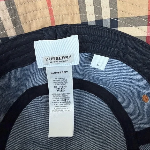 Burberry Blue Denim Bucket Hat Womens Size Medium Check Pattern Embroidered Logo Burberry | Accessories | Burberry Blue Denim Bucket Hat  main image 4